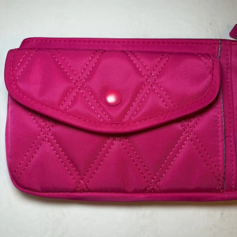 IHKWIP On-The-Go RFID Wallet Wristlet Hot Pink Fuchsia Quilted Pocket Security